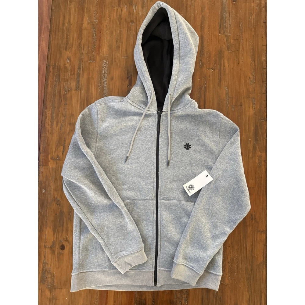 Element Zip Up‎ Hoodie Mens Medium Grey Heather Black Full Zip Logo NWT
